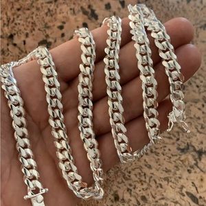 🔵🔵Miami Cuban Link Chain Solid 925 Sterling Silver Box Lock Italia 4mm 20” 🔵